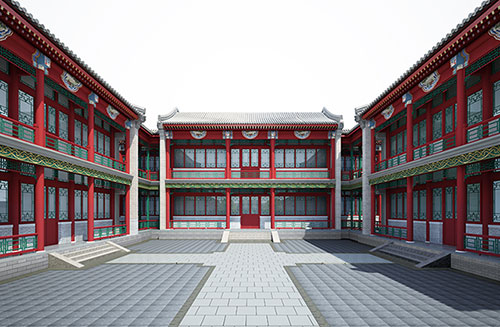 江津北京四合院设计古建筑鸟瞰图展示